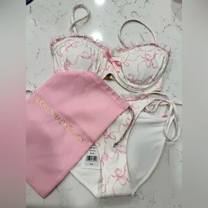 Loveshackfancy Tallie Pink Bow Swimsuit XS